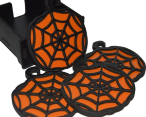Set de 4 Dessous de Verre Halloween en Bois et sa Boîte
